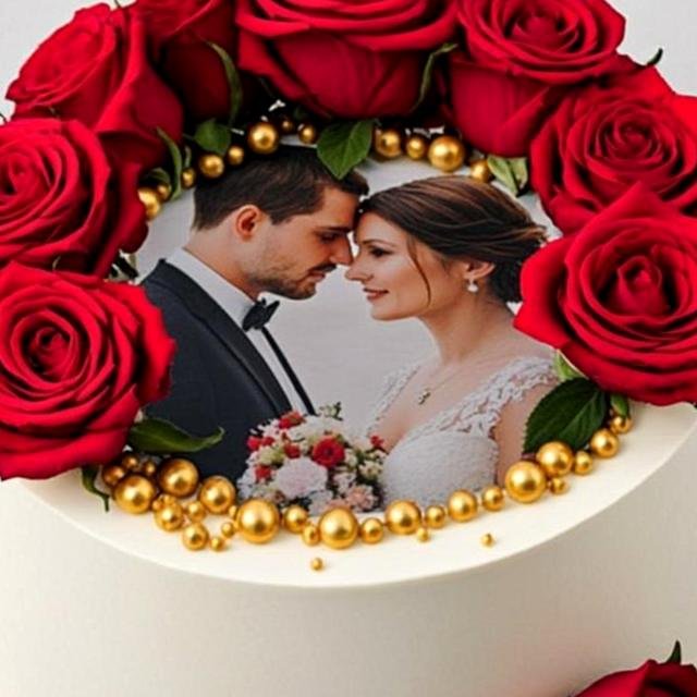 كيك بالصورة مع ورد طبيعي — زاوية 3 — RIROZ
